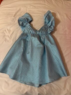 Women’s Buddy Love Sparkle Blue Party Dress with Ruffle Straps
